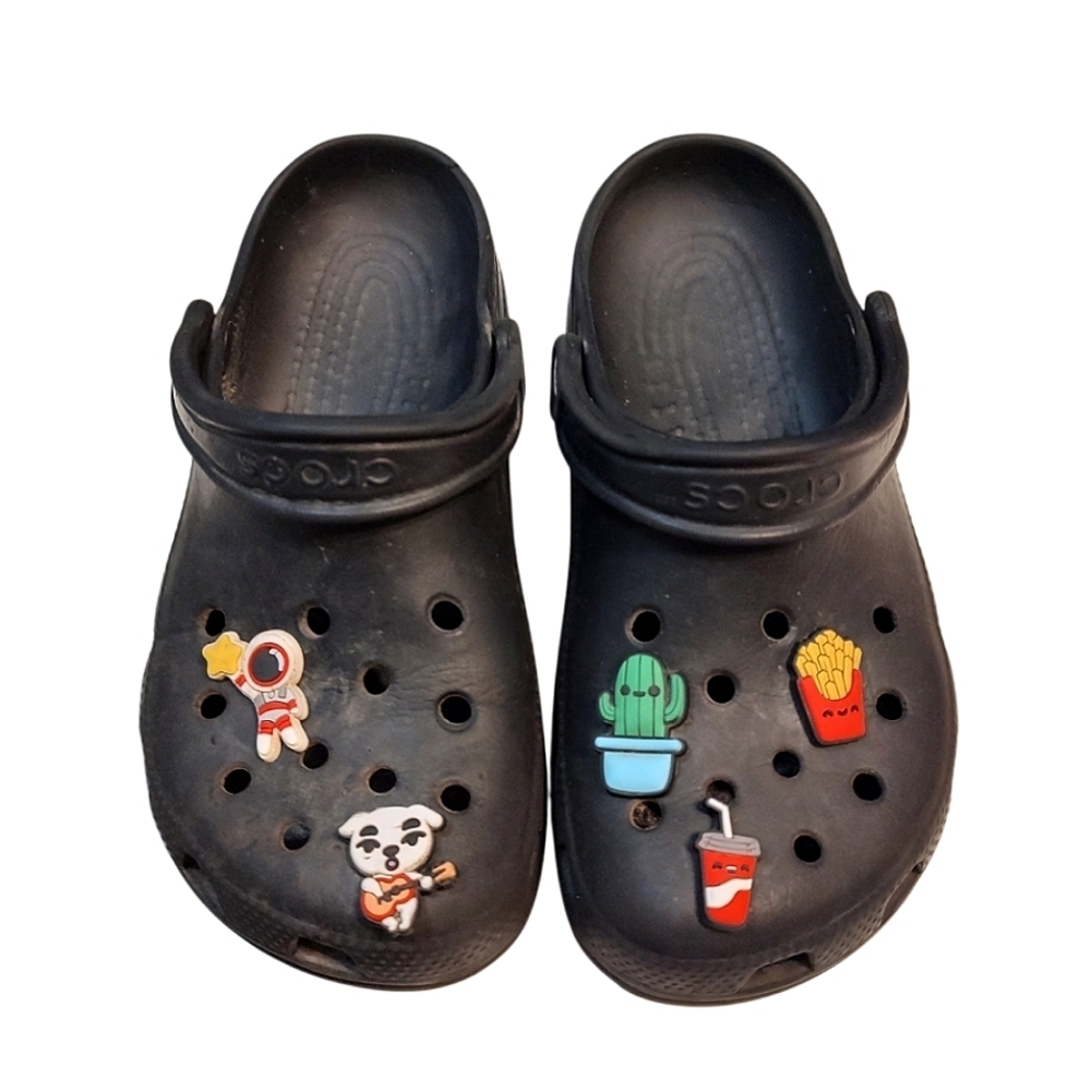 Black Crocs with Charms